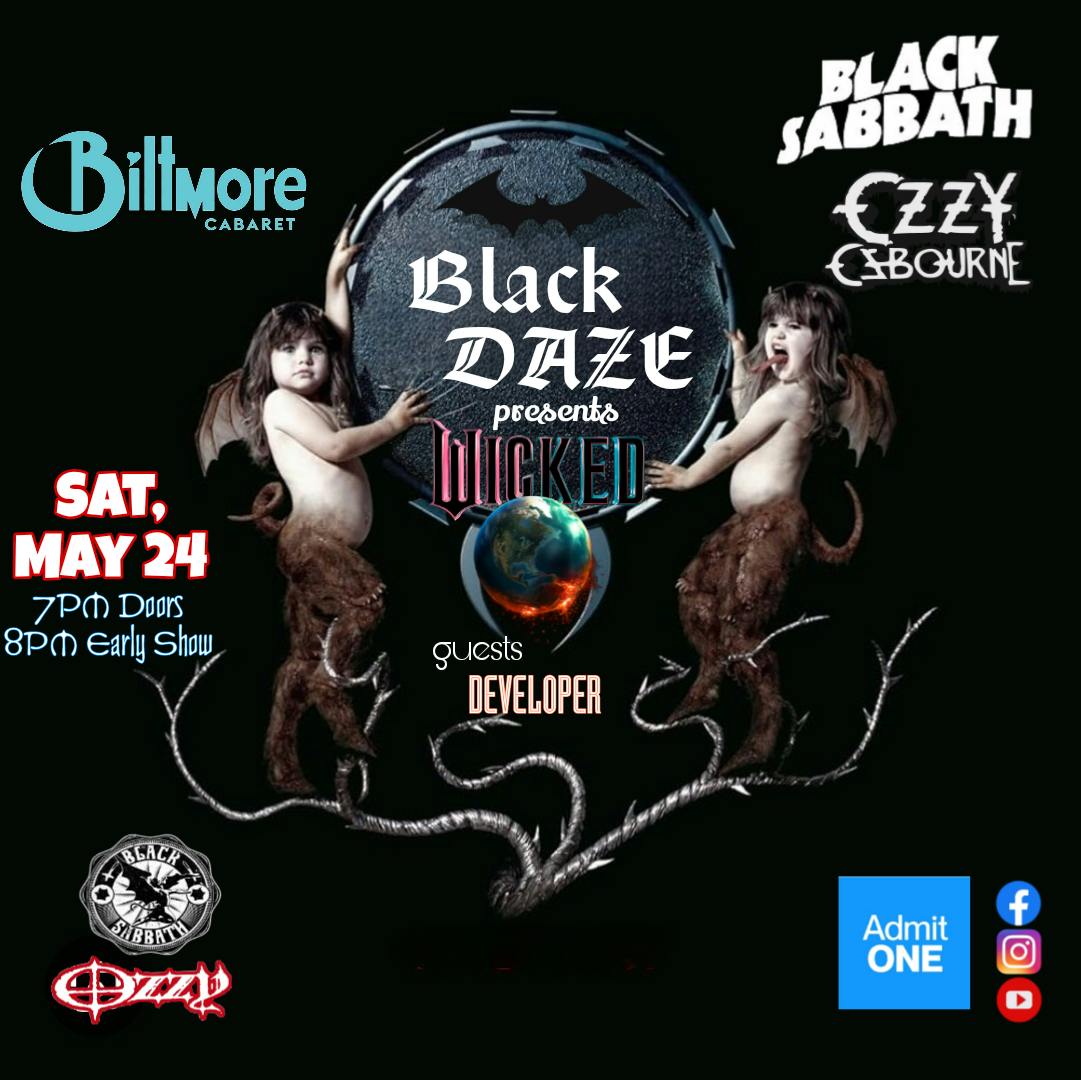 Wicked World, Black Sabbath & Ozzy Tribute by "Blackdaze" with guests Developer 